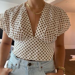 Zara plunge polka dot top
